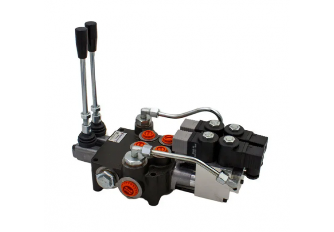 Гідророзподільник 2Z80-VRP 24 вольт, двосекційний 80 л/хв, Болгарія (З електрогідравлічним керуванням)